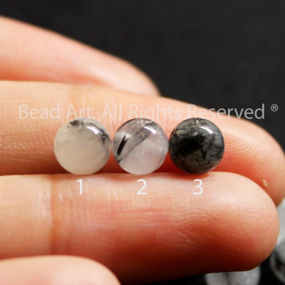 5.5-6MM Đá TA Tóc Đen Tự Nhiên A, Phối Vòng Tay Phong Thuỷ, Chuỗi Hạt, Trang Sức, Thủy, Mộc S50 - Bead Art