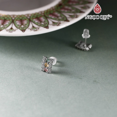 Bông tai Tourmaline tam tài 9x7mm - Ngọc Quý Gemstones