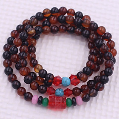 Vòng chuỗi 108 hạt đá thạch anh nâu charm lục tự kim ngôn - hạt 8 ly ( size lớn ), vòng chuỗi niệm Phật, vòng chuỗi đeo tay