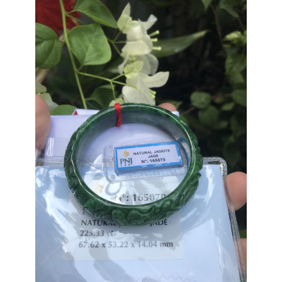 VÒNG TAY  Nữ TRẠM RỒNG VIP 53mm bản cao 14mm độ dầy vòng 7,2mm XANH ĐẬM ĐÃ KIỂM ĐỊNH P No 165070 CHẤT LIỆU 100% ĐÁ TỰ NHIÊN ĐẸP phù hợp các Chị mệnh thủy môc hỏa 53kg đến 60kg đeo ạ