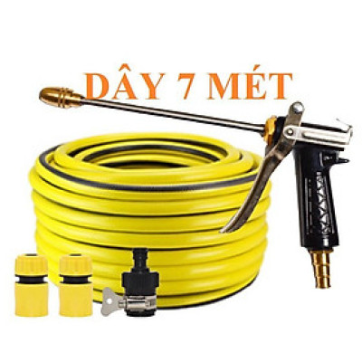 Bộ dây vòi xịt nước rửa xe, tưới cây . tăng áp 3 lần, loại 7m,10m 206318 đầu đồng,cút,nối đen + tặng túi đựng bút