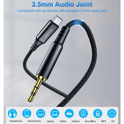 Cáp Choetech AUX006 chuyển đổi từ Type C sang Audio 3.5mm (hàng chính hãng)
