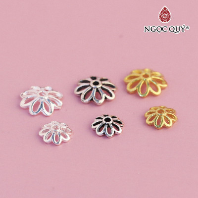 Charm bạc chụp hạt, bọc hạt họa tiết hoa văn - Ngọc Quý Gemstones