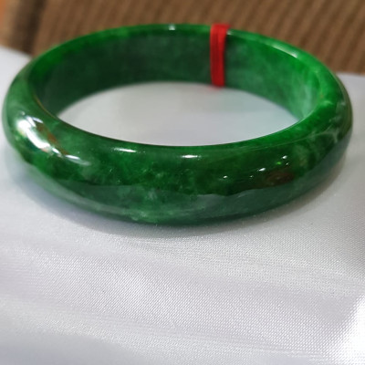 Vòng Tay Đá cẩm thạch Bản HEST I 52mm Xanh Sơn Thủy Đậm bóng đẹp Size 52mm x cao 13mm x dầy 7mm Nữ mệnh Thủy Mộc 51kg - 55kg đeo ạ