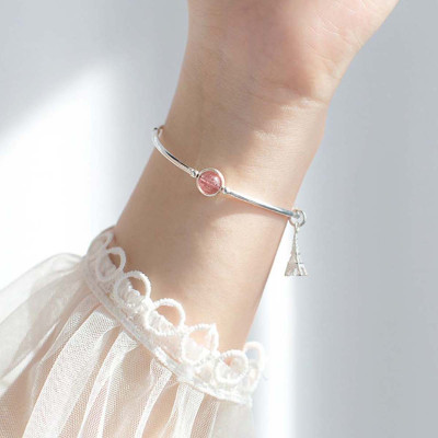 Vòng tay bạc một hạt đá charm tháp Eiffel  mệnh hỏa, thổ - Ngọc Quý Gemstones