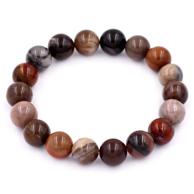 Vòng tay chuỗi hạt gỗ hóa thạch 10 ly 17 hạt