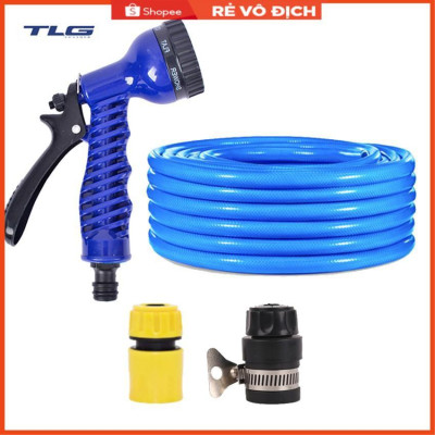 Bộ dây tăng áp 3 lần vòi xịt nước rửa xe, tưới cây loại 15m (cút nhựa nối nhựa đen 713-2) 206843