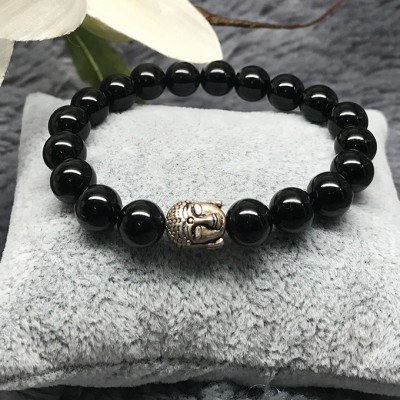 Vòng Đá Thạch Anh Tóc Đen Mix Charm Phật Bạc Ngọc Quý Gemstones TA048 (12mm)