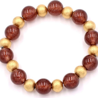 Chuỗi tay đá vân rồng nâu 10 ly VVRNHVT1 - hợp mệnh Kim, mệnh Thổ