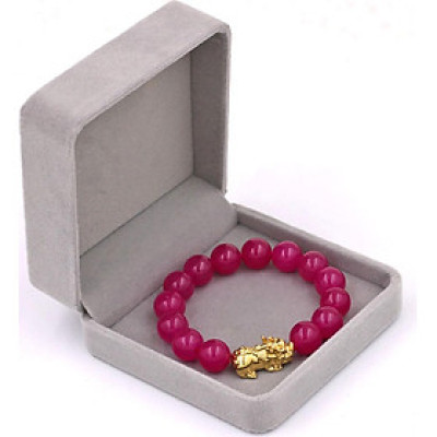 Chuỗi đeo tay thạch anh đỏ mận 12 ly - cẩn Tỳ Hưu inox vàng VTAOATHV12 + hộp nhung - hợp mệnh Hỏa, mệnh Thổ