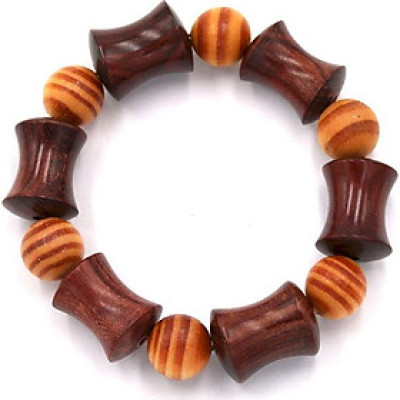 Vòng tay chuỗi hạt gỗ hồng hình ống tre HMS10