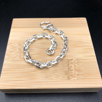 Lắc Tay Nam Bạc 925 Kiểu Mắt Xích Vuông Nam Tính Đơn Giản BẠC HIỂU MINH LTN041