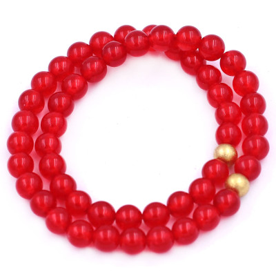 [Mệnh Hỏa, Thổ] Vòng Chuỗi Đôi 6 Ly Đá Thạch Anh Đỏ Charm Bi Inox VTAOHBD