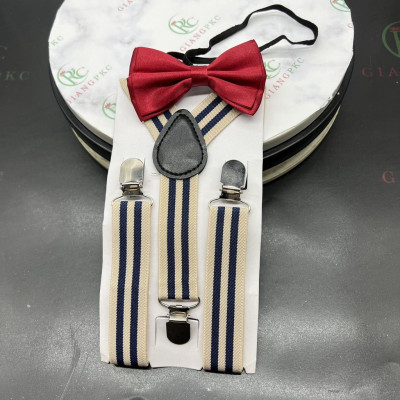 Combo Dây đai chữ Y bé kèm nơ cổ đỏ đô trai - gái 1-6 tuổi Giangpkc