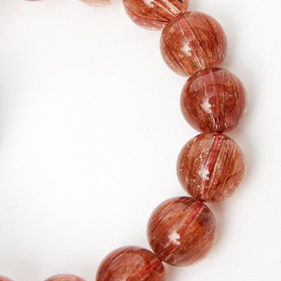 Vòng tay đá thạch anh tóc đỏ đồng trục Brazil AAA 13mm mệnh hỏa, thổ - Ngọc Quý Gemstones