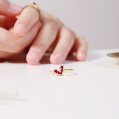 Nhẫn bạc kiểu trái tim đính hột đỏ sang trọng Gix Jewel N12