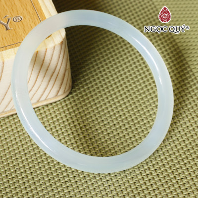 Vòng tay chalcedony thiên thanh bản tròn (bản 6-7mm) - Ngọc Quý Gemstones