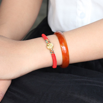 Vòng Tay Charm Hoa Bạc Bọc Vàng Dây 7 Sắc Ngọc Quý Gemstones GA150