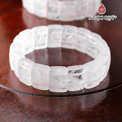 Vòng tay bản vuông đá thạch anh ưu linh trắng mệnh thủy kim - Ngọc Quý Gemstones