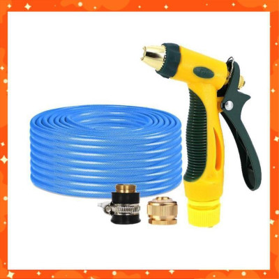 Bộ dây vòi xịt nước rửa xe, tưới cây tăng áp 3 lần,loại 15M (nối đồng nhựa đen) 206317