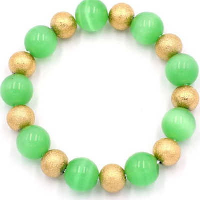 Chuỗi đeo tay - đá mắt mèo xanh lá 12 ly VMEXLHVM1 - hợp mệnh Mộc, mệnh Hỏa