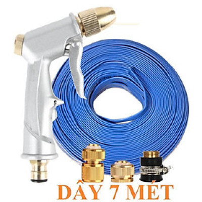 Bộ dây vòi xịt nước rửa xe, tưới cây . tăng áp 3 lần, loại 7m, 10m 206701 đầu đồng, cút đồng