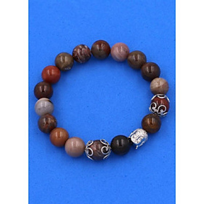 Chuỗi hạt đeo tay Gỗ Hóa Thạch 10 ly - Vòng tay Phật Tổ Như Lai inox bạc VGHTNLBKT10 - hợp tất cả các mệnh