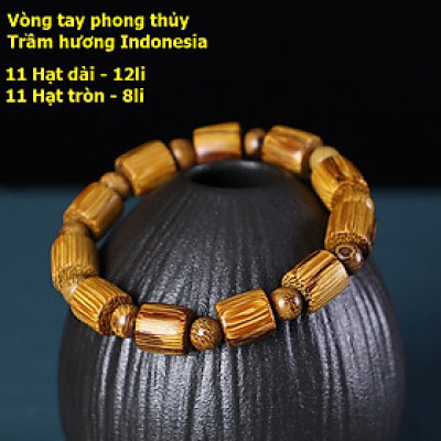 Vòng tay phong thủy trầm hương thiên nhiên indo, mùi thơm dịu nhẹ, mang lại tài lộc, may mắn, KÈM HỘP ĐỰNG CẨM TÚ