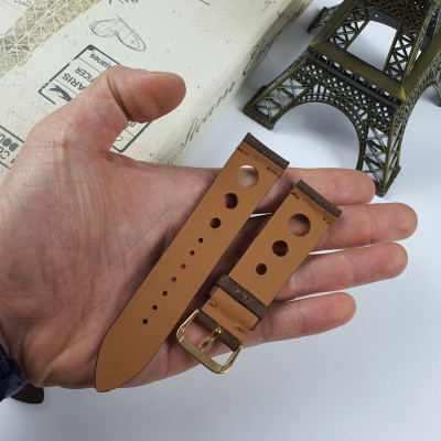 [Da thật] Dây đồng hồ handmade da bò sáp AL114LEA  (Kèm hộp + phụ kiện) Size 20/Size 22 - 100% da bò thật