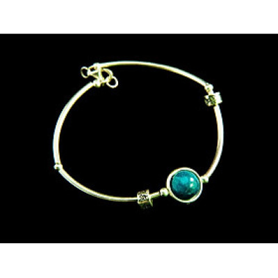 Vòng tay phong thủy đá Azulite tự nhiên mix charm bạc lục tự chú VK004