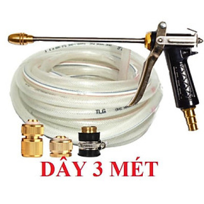 Bộ dây vòi xịt nước rửa xe, tưới cây . tăng áp 3 lần, loại 3m, 5m 206318Vđầu đồng, cút đồng+ tặng túi đựng bút