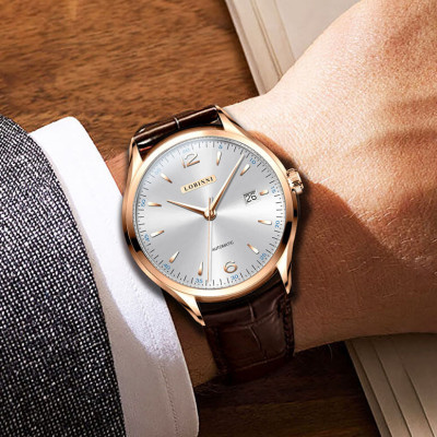 Đồng hồ nam chính hãng LOBINNI L16005-1 fullbox,Kính sapphire ,chống xước,chống nước,mặt trắng vàng dây da nâu xịn, thép không gỉ 316L,Đồng hồ cơ (Automatic) bảo hành 24 tháng, Mới 100%,thiết kế đơn giản trẻ trung và sang trọng