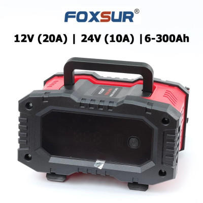 Sạc bình ắc quy FOXSUR 20A 12V/24V (6Ah - 300Ah) sạc bình ô tô xe máy xe tải pin sắt LiFePO4