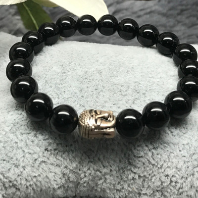 Vòng Đá Thạch Anh Tóc Đen Mix Charm Phật Bạc Ngọc Quý Gemstones TA048 (12mm)