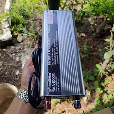 chuyển đổi điện 12v lên 220v 1000w CÔNG SUẤT ĐỦ có sạc ắc quy 10a 2IN1 dây đồng hồ