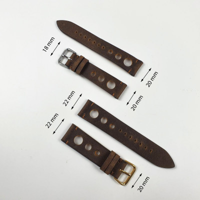 [Da thật] Dây đồng hồ handmade da bò sáp AL114LEA  (Kèm hộp + phụ kiện) Size 20/Size 22 - 100% da bò thật