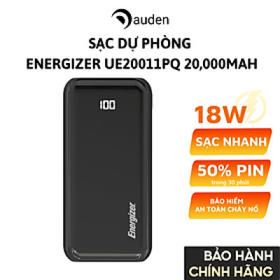 Sạc dự phòng Energizer 20.000 mAh/3.7V Li-Polymer - UE20011PQ - Hàng chính hãng - Đen