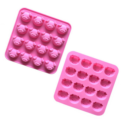 Khuôn silicon làm rau câu, socola 16 mặt heo con – Mã số 1087