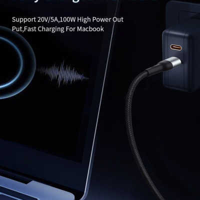 Cáp Wiwu F15 Cyclone PD 100W fast charge Cable  Tương thích với Máy tính xách tay/ Ipad/ Điện thoại/ Bảng điều khiển trò chơi , sạc siêu nhanh USB C sang USB C - Hàng chính hãng