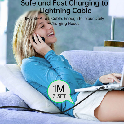 Cáp sạc  Choetech XAL-0003 nhanh và truyền dữ liệu Usb to Light-ning 2.4A(Hàng chính hãng)