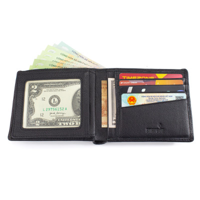 Ví Da Nam, Bóp Da Nam Kim Bảo Smeraldo SM201 Da Bò Màu Đen, Nâu