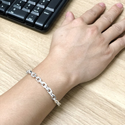 Lắc Tay Nam Bạc 925 Kiểu Mắt Xích Vuông Nam Tính Đơn Giản BẠC HIỂU MINH LTN041