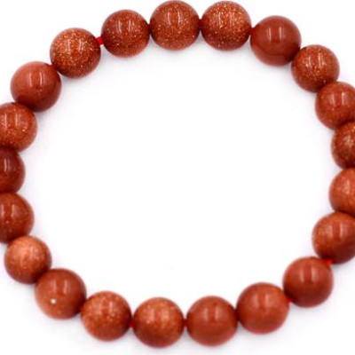 Vòng tay chuỗi hạt đá kim sa nâu 8 ly 21 hạt - hợp mệnh Kim, mệnh Thổ