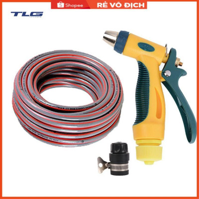Bộ dây vòi xịt nước rửa xe,tưới cây tăng áp 3 lần 7-10m (nối nhựa đen 713-2)