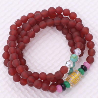 [Mệnh Hỏa, Thổ] Bộ Vòng Chuỗi, Tràng Hạt 108 Hạt 6 Ly Đá Thạch Anh Đỏ Mờ Charm Lục Tự Chân Ngôn - Tràng Chuỗi Niệm Phật - An Yên - Thịnh Vượng - May Mắn - Tài Lộc