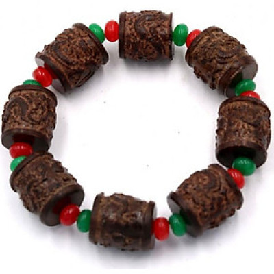 Vòng tay chuỗi hạt trụ rồng gỗ đàn hương TRN19