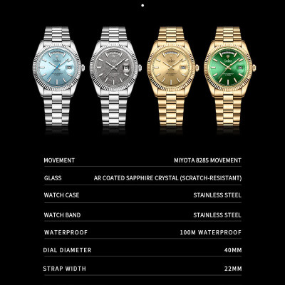 Đồng Hồ Nam Cadisen C8215M3 Chính Hãng Full Box Chống Nước Kính Chống Xước Dây Thép BH 2 Năm Máy Cơ