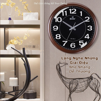 Đồng Hồ NHẠC CHUÔNG Báo Giờ Có 16 Điệu NHẠC GÕ - Máy Kim Trôi EASTAR Nhật - SỐ NỔI 3D - Mặt TRÒN Viền NÂU - Tặng Pin Maxell