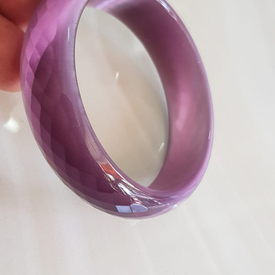Vòng tay nữ đá mắt mèo bản hẹ giác tím mới đẹp Vòng Ni 54mm x cao 16mm x dầy 6,2mm Vòng màu tím nho chuẩn hợp nữ mệnh hỏa, mệnh thổ 49kg - 54kg đeo ạ