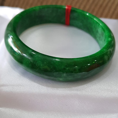 Vòng Tay Đá cẩm thạch Bản HEST I 52mm Xanh Sơn Thủy Đậm bóng đẹp Size 52mm x cao 13mm x dầy 7mm Nữ mệnh Thủy Mộc 51kg - 55kg đeo ạ